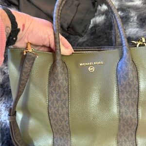 Michael Kors Green and Brown Satchel